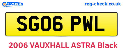 SG06PWL are the vehicle registration plates.