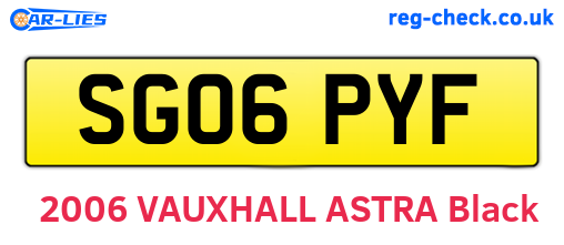 SG06PYF are the vehicle registration plates.