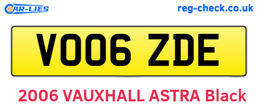 VO06ZDE are the vehicle registration plates.