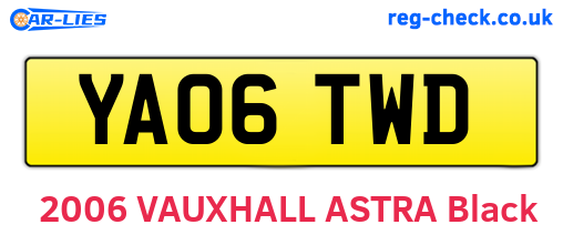 YA06TWD are the vehicle registration plates.