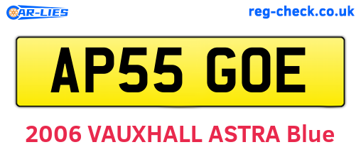 AP55GOE are the vehicle registration plates.