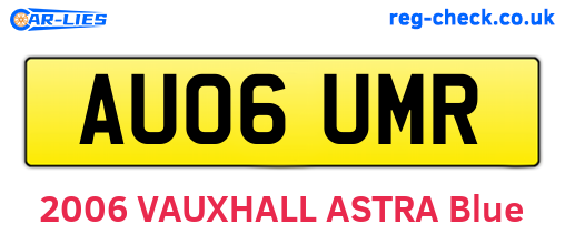 AU06UMR are the vehicle registration plates.