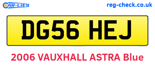 DG56HEJ are the vehicle registration plates.