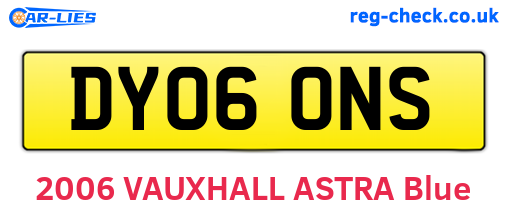DY06ONS are the vehicle registration plates.