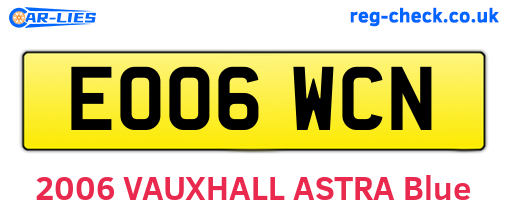 EO06WCN are the vehicle registration plates.