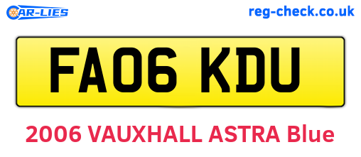 FA06KDU are the vehicle registration plates.