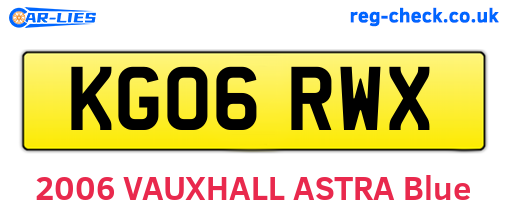 KG06RWX are the vehicle registration plates.