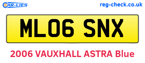 ML06SNX are the vehicle registration plates.