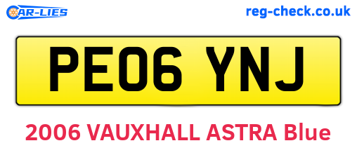 PE06YNJ are the vehicle registration plates.