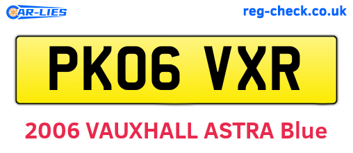 PK06VXR are the vehicle registration plates.