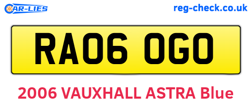 RA06OGO are the vehicle registration plates.