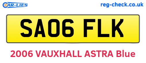 SA06FLK are the vehicle registration plates.