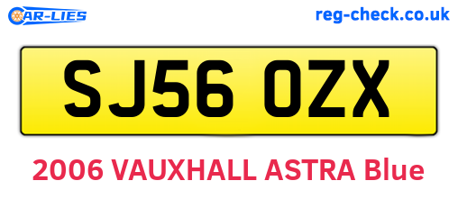 SJ56OZX are the vehicle registration plates.