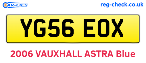 YG56EOX are the vehicle registration plates.