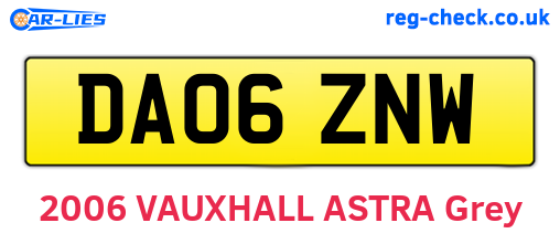 DA06ZNW are the vehicle registration plates.