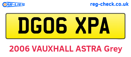 DG06XPA are the vehicle registration plates.