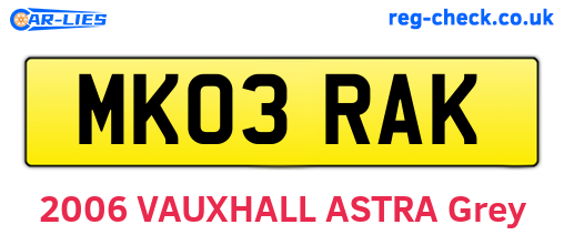 MK03RAK are the vehicle registration plates.