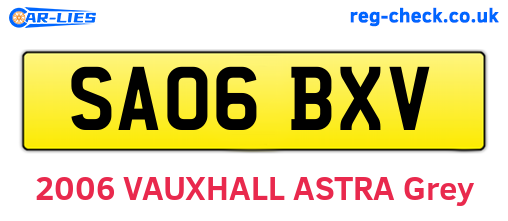 SA06BXV are the vehicle registration plates.