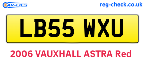 LB55WXU are the vehicle registration plates.