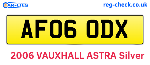 AF06ODX are the vehicle registration plates.