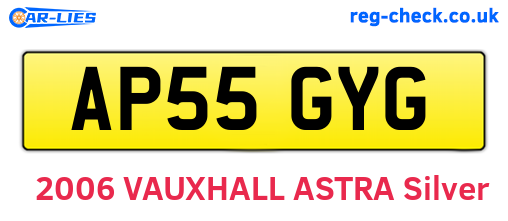 AP55GYG are the vehicle registration plates.