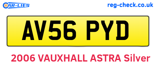 AV56PYD are the vehicle registration plates.