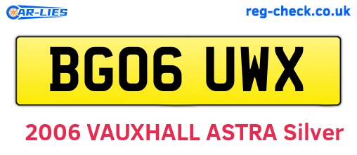 BG06UWX are the vehicle registration plates.