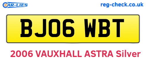 BJ06WBT are the vehicle registration plates.