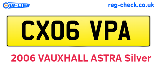 CX06VPA are the vehicle registration plates.