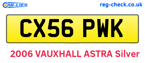 CX56PWK are the vehicle registration plates.