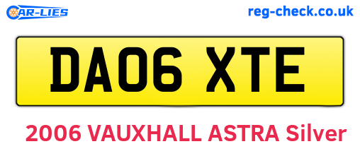DA06XTE are the vehicle registration plates.