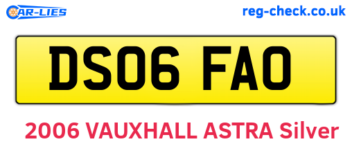 DS06FAO are the vehicle registration plates.