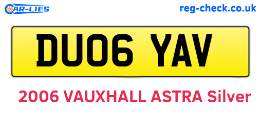 DU06YAV are the vehicle registration plates.