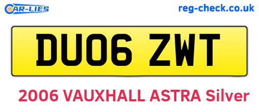DU06ZWT are the vehicle registration plates.