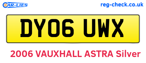 DY06UWX are the vehicle registration plates.