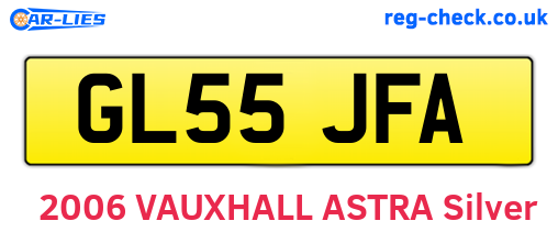 GL55JFA are the vehicle registration plates.