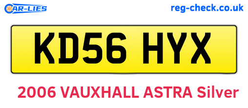 KD56HYX are the vehicle registration plates.