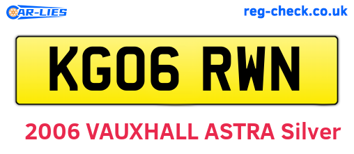 KG06RWN are the vehicle registration plates.