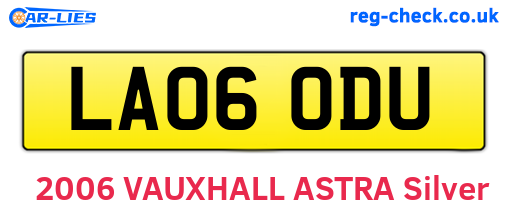 LA06ODU are the vehicle registration plates.