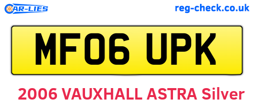 MF06UPK are the vehicle registration plates.