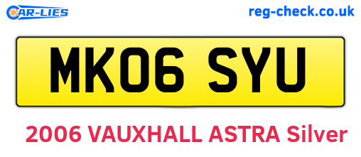 MK06SYU are the vehicle registration plates.