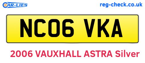 NC06VKA are the vehicle registration plates.