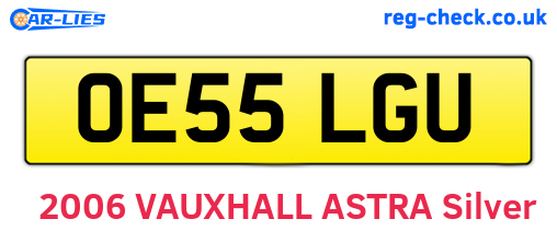 OE55LGU are the vehicle registration plates.