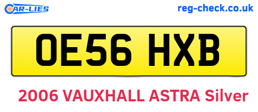 OE56HXB are the vehicle registration plates.