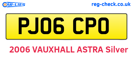 PJ06CPO are the vehicle registration plates.