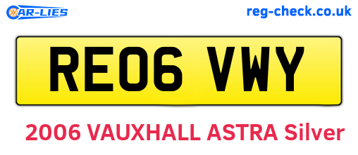 RE06VWY are the vehicle registration plates.
