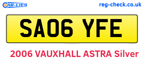 SA06YFE are the vehicle registration plates.