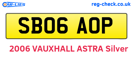 SB06AOP are the vehicle registration plates.