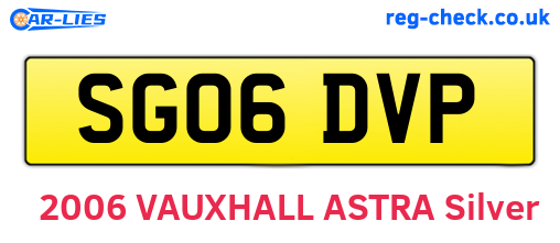SG06DVP are the vehicle registration plates.