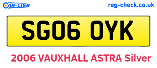 SG06OYK are the vehicle registration plates.